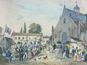「パリ周辺の地元のお祭り」、シリーズ、1830年、サンジャンソー 作： Victor Adam